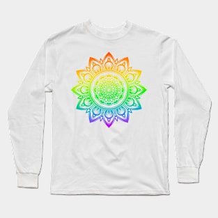 Rainbow Mandala Yoga Meditate Spiritual Sacred Geometry Mandala Art Long Sleeve T-Shirt